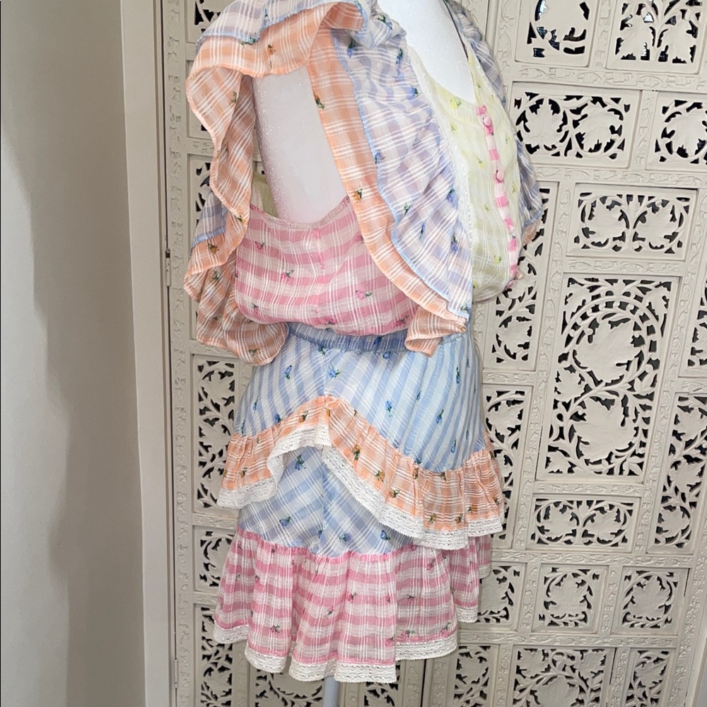 LoveShackFancy Pastel Multi‑Color Ruffle Mini Dress - Picture 2 of 4